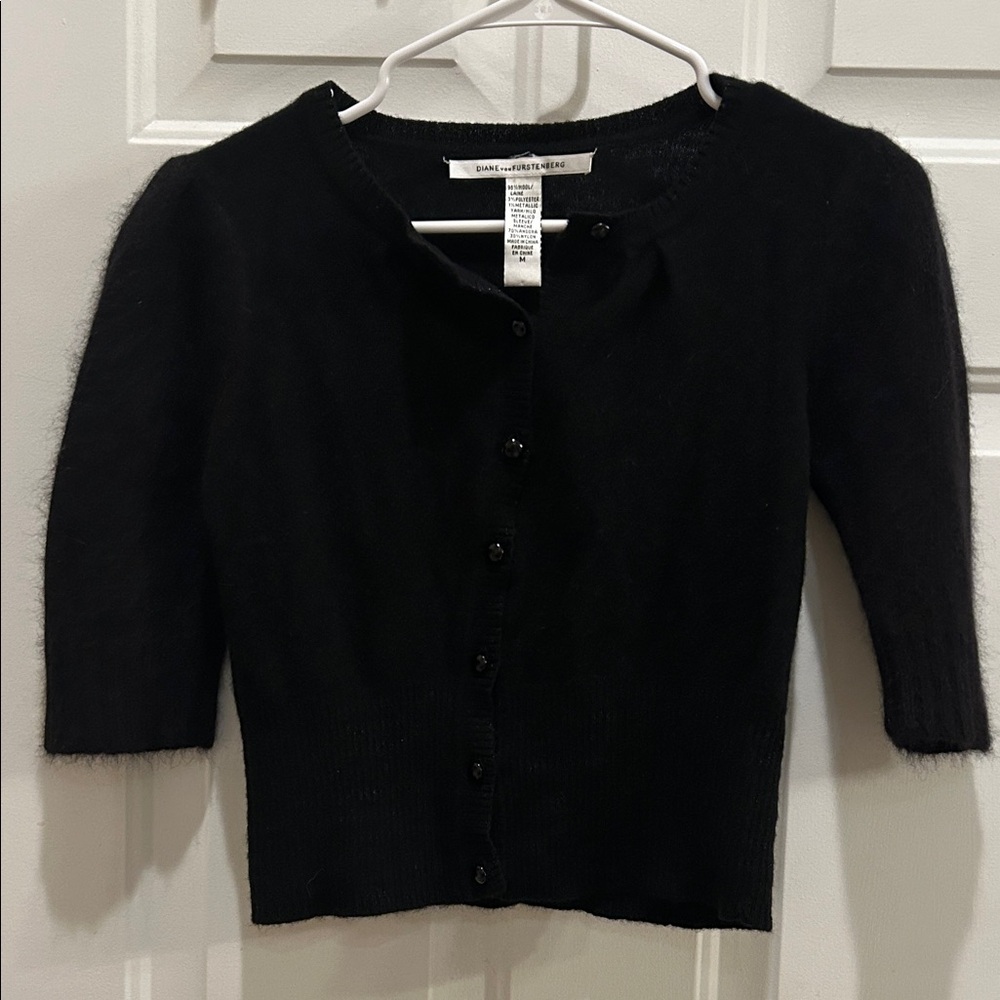 Diane Von Furstenberg Black Cardigan 96% Wool
